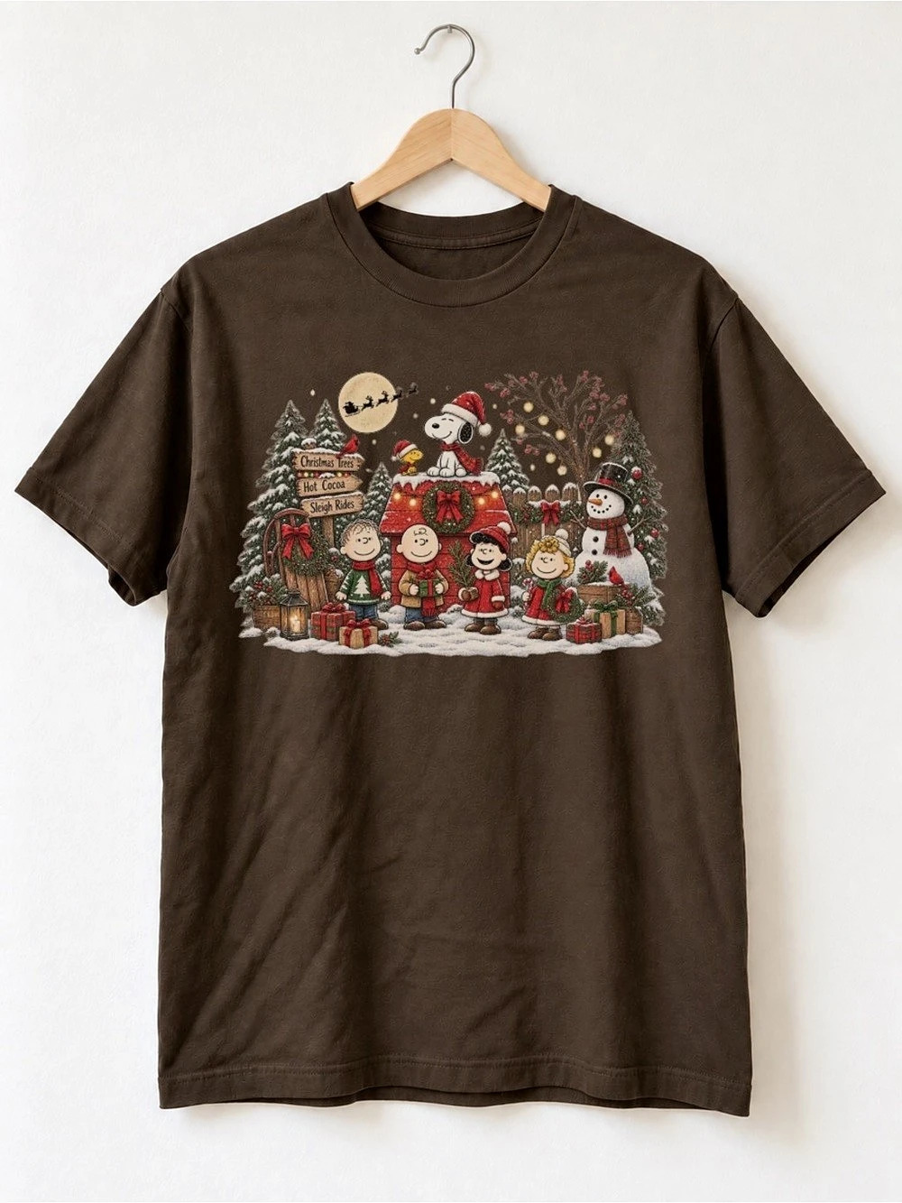 Peanuts Snoopy Christmas Unisex T-Shirt Cozy Holiday Winter Tee